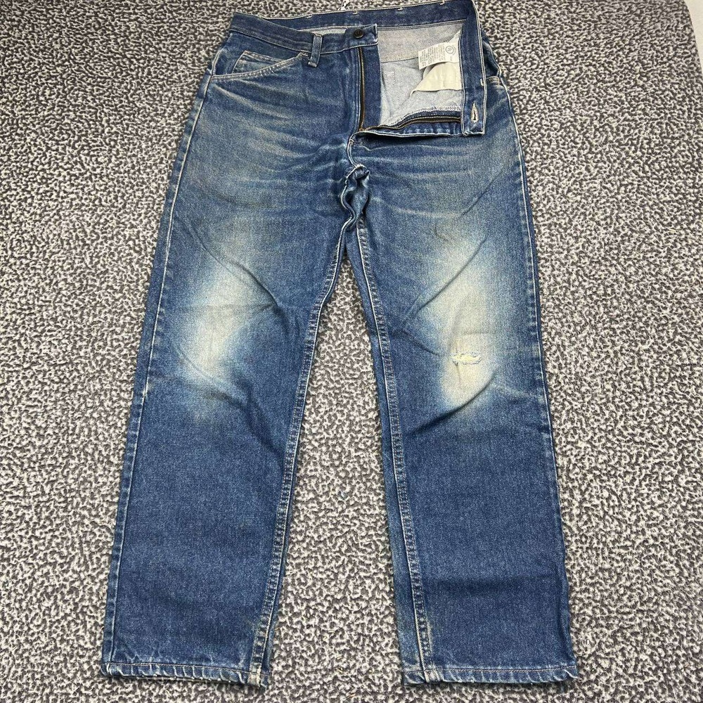 Bulwark FR Work Jeans Men 32x30 Blue Denim Faded Straight Leg Pockets